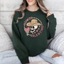 XL Forest Green Howdy Valentine Skeleton Cowboy Western Country Festive Romance Graphic Sweatshirt