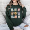 XL Forest Green Positive Affirmations Daisy Retro Vintage Daisy Graphic Cozy Inside Everyday Positivity Sweatshirt