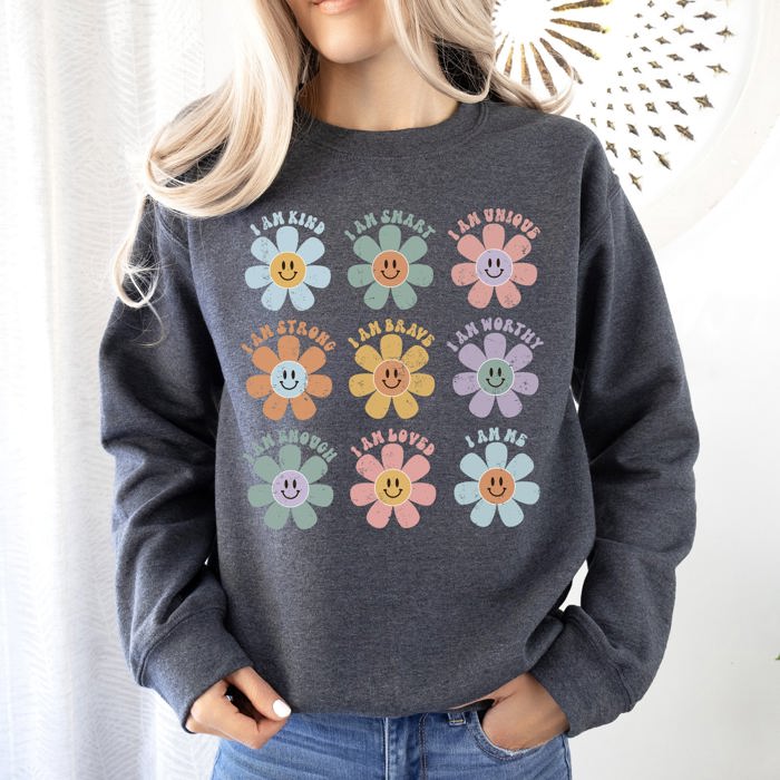 Positive Affirmations Daisy Retro Vintage Daisy Graphic Cozy Inside Everyday Positivity Sweatshirt