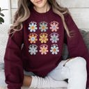 XXL Maroon Positive Affirmations Daisy Retro Vintage Daisy Graphic Cozy Inside Everyday Positivity Sweatshirt