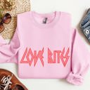 Large Light Pink Love Bites Def Retro 80s Rock Music Nostalgia Valentine's Day Limited Edition Sweatshirt
