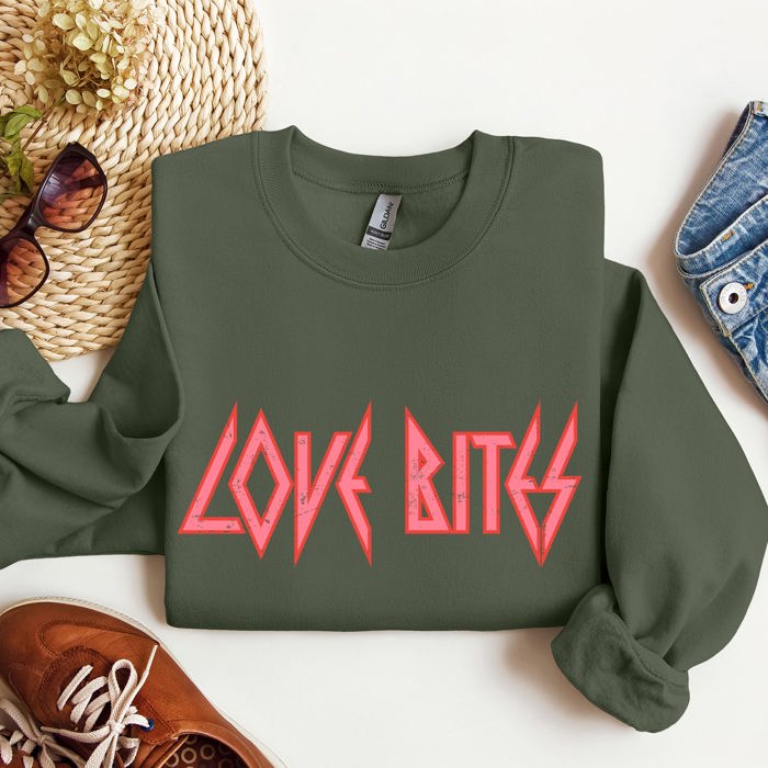 Love Bites Def Retro 80s Rock Music Nostalgia Valentine's Day Limited Edition Sweatshirt