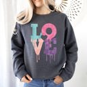 Medium Dark Gray Heather Retro Love Dripping Paint Valentine's Day Graphic Bold Edition Limited Exclusive Sweatshirt