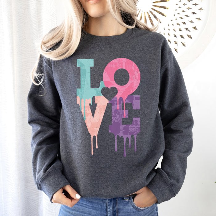 Retro Love Dripping Paint Valentine's Day Graphic Bold Edition Limited Exclusive Sweatshirt