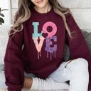 Large Maroon Retro Love Dripping Paint Valentine's Day Graphic Bold Edition Limited Exclusive Sweatshirt