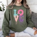 XL Military Green Retro Love Dripping Paint Valentine's Day Graphic Bold Edition Limited Exclusive Sweatshirt