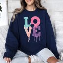 XXL Navy Retro Love Dripping Paint Valentine's Day Graphic Bold Edition Limited Exclusive Sweatshirt
