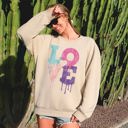 Medium Sand Retro Love Dripping Paint Valentine's Day Graphic Bold Edition Limited Exclusive Sweatshirt