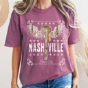 Large Berry Red Nashville Music City Guitar Comfort Colors Tee