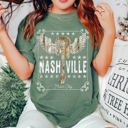 Medium Moss Dark Green Nashville Music City Guitar Comfort Colors Tee