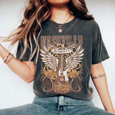 Nashville Tennessee Rock Star Live Music City Vibe Edition Collection Comfort Colors Tee