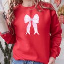 Large Red Pink Ribbon Coquette Bow Valentine's Day Romantic Ribbon Motif Graphic Sweatshirt