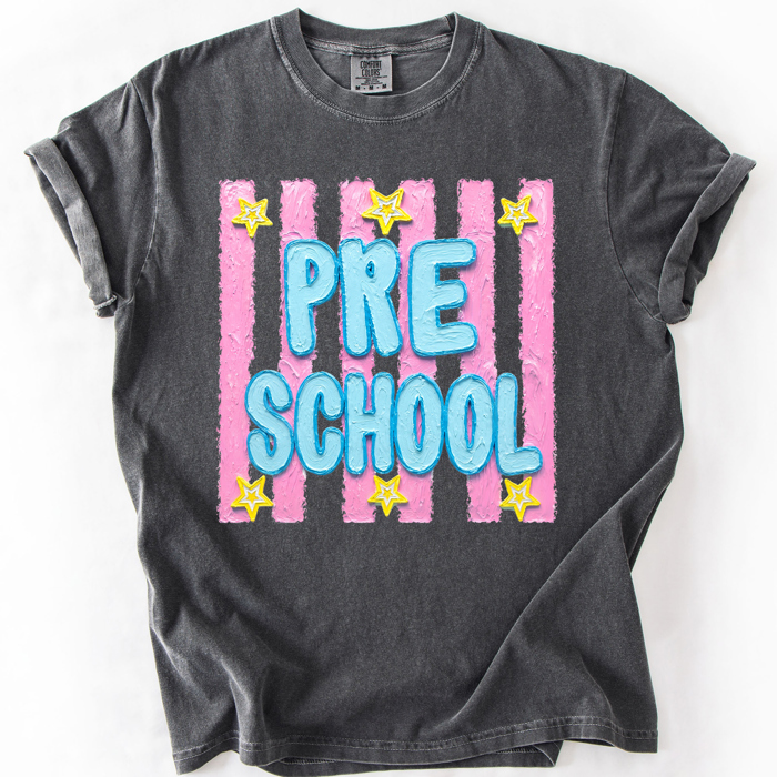 Back To School Kids, Striped, First Day, Teacher, Grades, Students, Colorful Comfort Colors T-Shirt