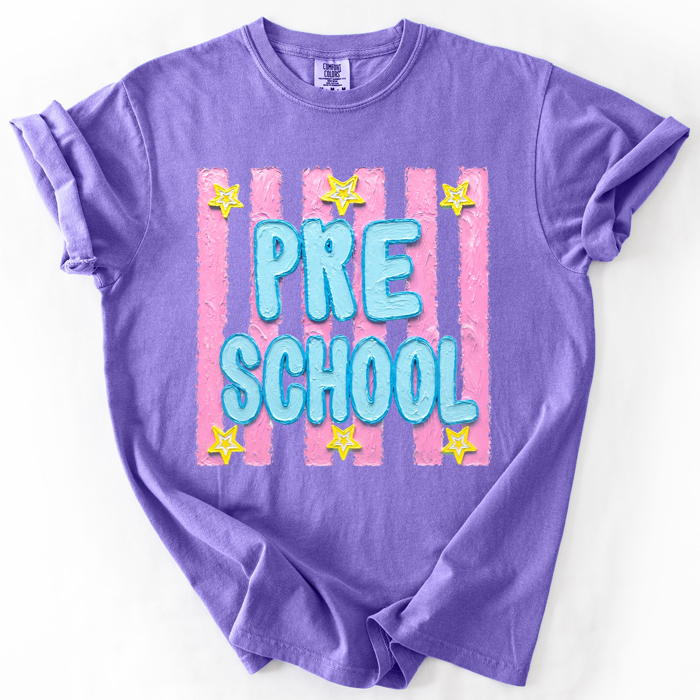 Back To School Kids, Striped, First Day, Teacher, Grades, Students, Colorful Comfort Colors T-Shirt