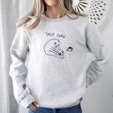Medium Ash Light Gray Self Care Frog Positivity Kindness Mental Health Mindful Living Motto Graphic Sweatshirt