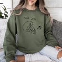 Large Forest Green Self Care Frog Positivity Kindness Mental Health Mindful Living Motto Graphic Sweatshirt