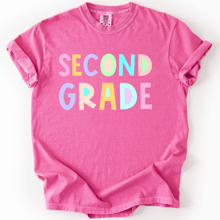 Back To School Kids, Pastel, First Day, Teacher, Grades, Students, Colorful Comfort Colors T-Shirt