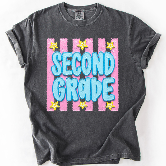 Back To School Kids, Striped, First Day, Teacher, Grades, Students, Colorful Comfort Colors T-Shirt
