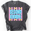  Back To School Kids, Striped, First Day, Teacher, Grades, Students, Colorful Comfort Colors T-Shirt
