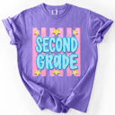  Back To School Kids, Striped, First Day, Teacher, Grades, Students, Colorful Comfort Colors T-Shirt