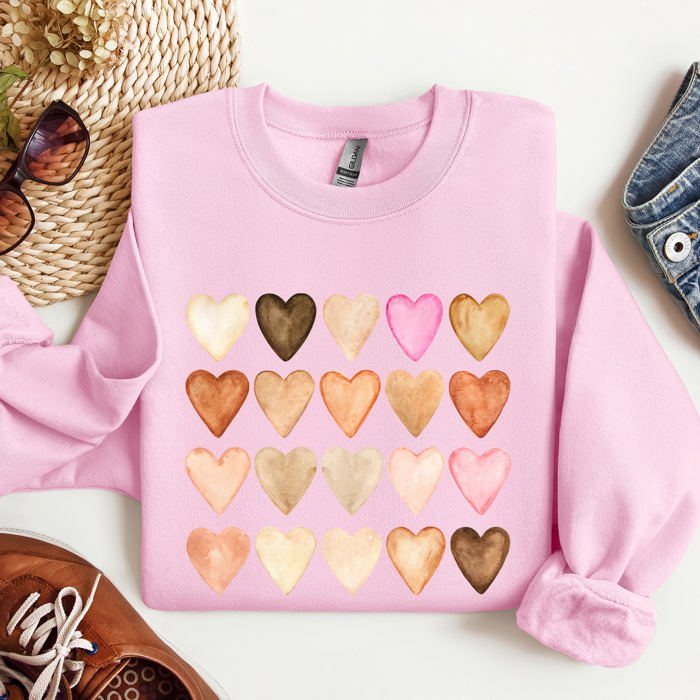 Skin Tone Hearts Multicultural Valentines Day Inclusive Love For Every Skin Tone Sweatshirt