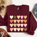 Medium Maroon Skin Tone Hearts Multicultural Valentines Day Inclusive Love For Every Skin Tone Sweatshirt