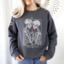 Large Dark Gray Heather The Lovers Tarot, Skeletons, Mystical, Magic, Valentine's Day Graphic Sweatshirt