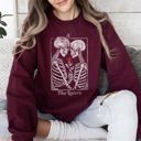 Small Maroon The Lovers Tarot, Skeletons, Mystical, Magic, Valentine's Day Graphic Sweatshirt