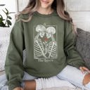 XXL Military Green The Lovers Tarot, Skeletons, Mystical, Magic, Valentine's Day Graphic Sweatshirt
