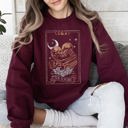 Small Maroon The Lovers Tarot Moon Skeletons Mystical Magic Valentine's Day Limited Edition Sweatshirt