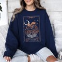 Medium Navy The Lovers Tarot Moon Skeletons Mystical Magic Valentine's Day Limited Edition Sweatshirt