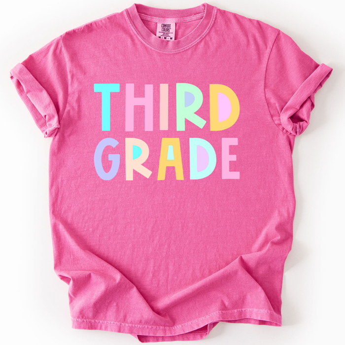 Back To School Kids, Pastel, First Day, Teacher, Grades, Students, Colorful Comfort Colors T-Shirt