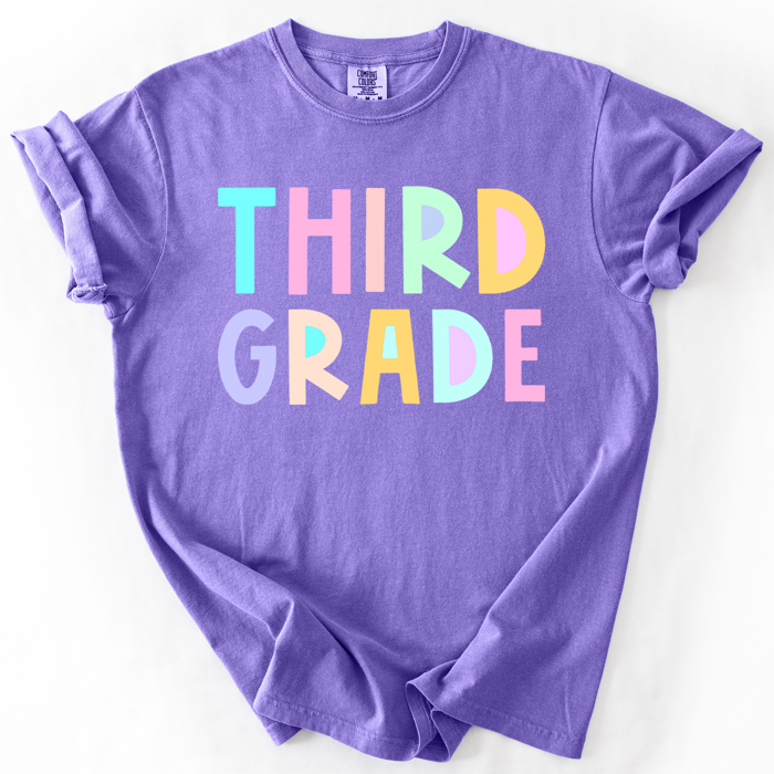 Back To School Kids, Pastel, First Day, Teacher, Grades, Students, Colorful Comfort Colors T-Shirt