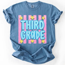  Back To School Kids, Striped, First Day, Teacher, Grades, Students, Colorful Comfort Colors T-Shirt