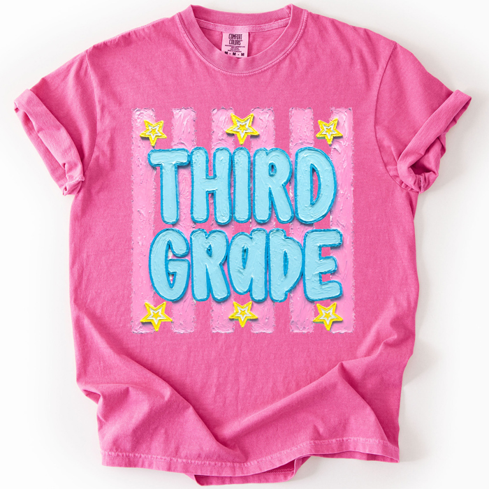 Back To School Kids, Striped, First Day, Teacher, Grades, Students, Colorful Comfort Colors T-Shirt