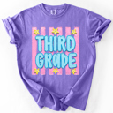 Back To School Kids, Striped, First Day, Teacher, Grades, Students, Colorful Comfort Colors T-Shirt