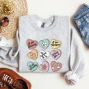 Medium Ash Light Gray Valentine's Sweet Hearts Candy Love Theme Valentine Day Graphic Print Sweatshirt