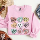 XL Light Pink Valentine's Sweet Hearts Candy Love Theme Valentine Day Graphic Print Sweatshirt