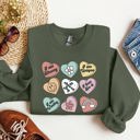 XXL Military Green Valentine's Sweet Hearts Candy Love Theme Valentine Day Graphic Print Sweatshirt