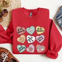 Small Red Valentine's Sweet Hearts Candy Love Theme Valentine Day Graphic Print Sweatshirt