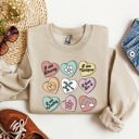 Small Sand Valentine's Sweet Hearts Candy Love Theme Valentine Day Graphic Print Sweatshirt
