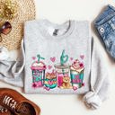 Large Ash Light Gray Valentine's Coffee Lover Cozy Valentine's Day Edition Premium Fleece Comfort Fit Sweatshirt
