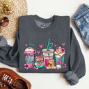 Small Dark Gray Heather Valentine's Coffee Lover Cozy Valentine's Day Edition Premium Fleece Comfort Fit Sweatshirt
