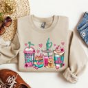 XXXL Sand Valentine's Coffee Lover Cozy Valentine's Day Edition Premium Fleece Comfort Fit Sweatshirt