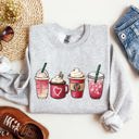 Medium Ash Light Gray Valentine's Coffee And Drinks Cozy Edition For Coffee Lovers Forever Graphic Sweatshirt
