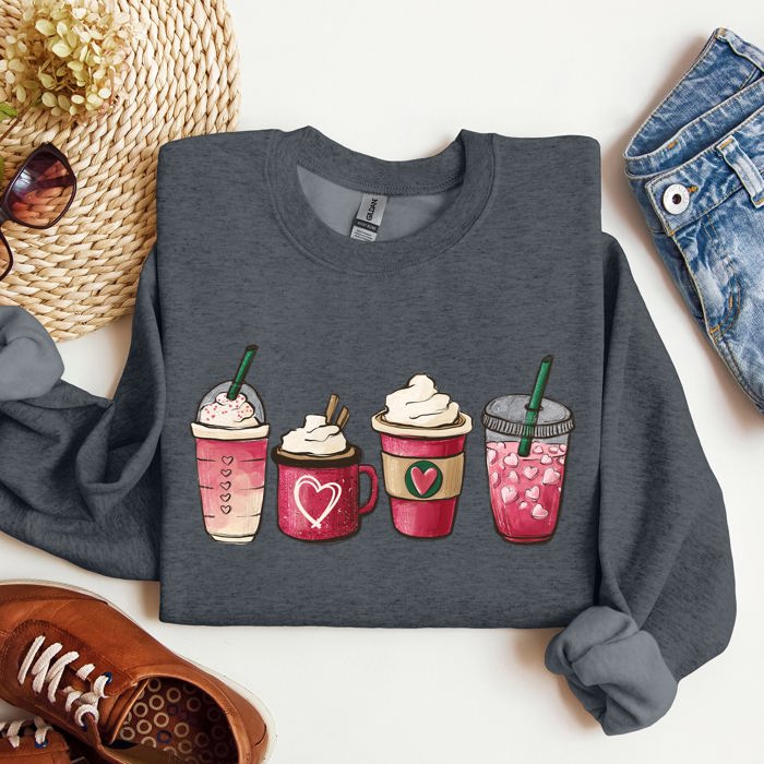 Valentine's Coffee And Drinks Cozy Edition For Coffee Lovers Forever Graphic Sweatshirt