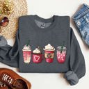 XXL Dark Gray Heather Valentine's Coffee And Drinks Cozy Edition For Coffee Lovers Forever Graphic Sweatshirt