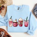 XL Light Blue Valentine's Coffee And Drinks Cozy Edition For Coffee Lovers Forever Graphic Sweatshirt