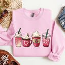 XL Light Pink Valentine's Coffee And Drinks Cozy Edition For Coffee Lovers Forever Graphic Sweatshirt