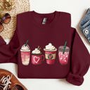 Large Maroon Valentine's Coffee And Drinks Cozy Edition For Coffee Lovers Forever Graphic Sweatshirt